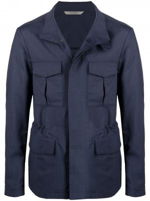 Куртка с воротником-стойкой Canali. Цвет: синий
