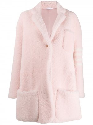 Куртка из овчины с полосками 4-Bar Thom Browne. Цвет: розовый
