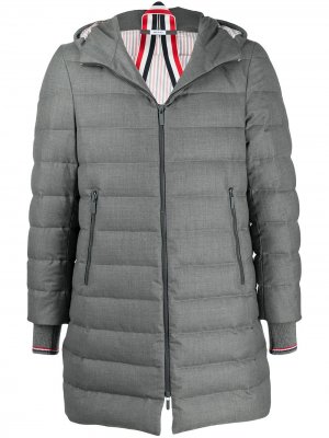 Пальто Super 120s с капюшоном Thom Browne. Цвет: серый