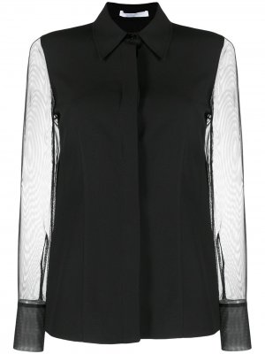 Блузка с прозрачными рукавами BOSS. Цвет: черный
