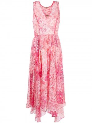 Платье макси с цветочным принтом TWINSET. Цвет: розовый