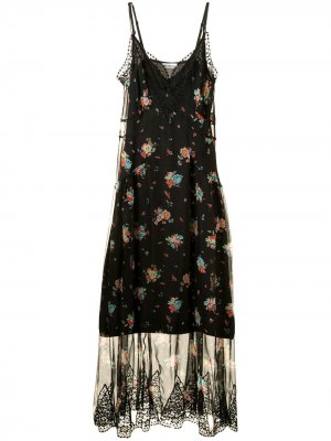 Платье макси с цветочным принтом Paco Rabanne. Цвет: черный