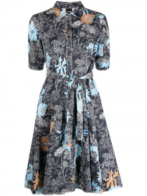 Платье-рубашка с цветочным принтом Aspesi. Цвет: синий