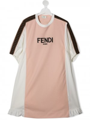 Платье с логотипом Fendi Kids. Цвет: розовый