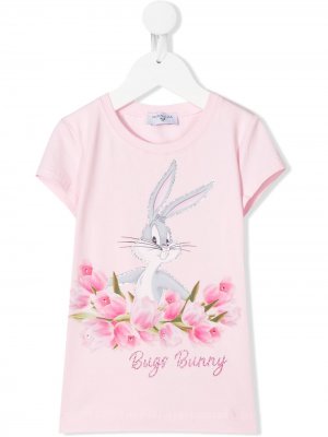 Декорированная футболка Bugs Bunny Monnalisa. Цвет: розовый