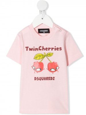 Футболка с принтом Twin Cherries Dsquared2 Kids. Цвет: розовый
