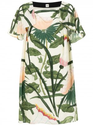 Платье-трапеция pre-owned с цветочным принтом Hermès. Цвет: зеленый
