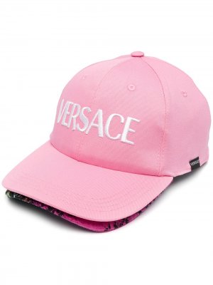 Кепка с вышитым логотипом и двойным козырьком Versace. Цвет: розовый