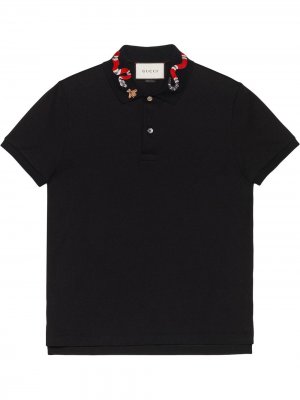 Рубашка-поло с вышивкой Kingsnake Gucci. Цвет: черный
