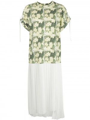 Платье-рубашка с цветочным принтом и плиссировкой 3.1 Phillip Lim. Цвет: желтый