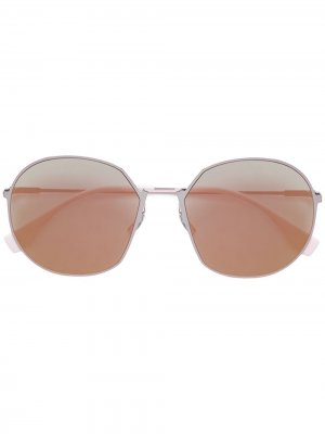 Солнцезащитные очки в круглой оправе Fendi Eyewear. Цвет: золотистый