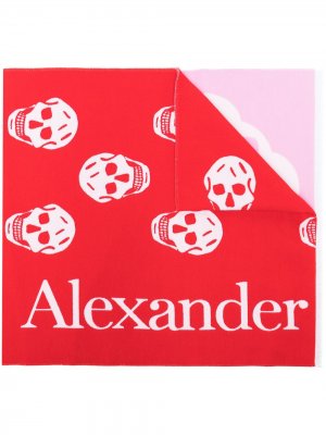 Шарф в технике пэчворк с принтом Skull Alexander McQueen. Цвет: красный
