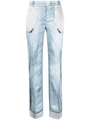 Прямые брюки с эффектом тромплей Moschino. Цвет: синий