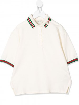 Рубашка-поло с вышивкой Web Gucci Kids. Цвет: белый