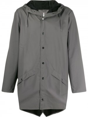Пальто с капюшоном Rains. Цвет: серый