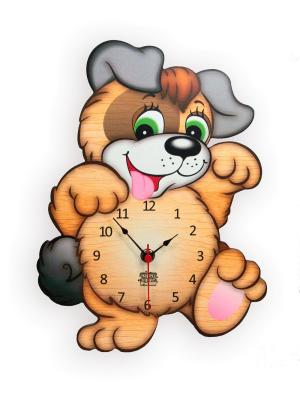 Часы настенные Собачка Бом, Ларец чудес. Цвет: черный, светло-коричневый