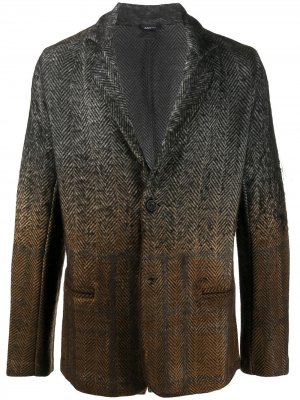 Однобортный пиджак с узором шеврон Avant Toi. Цвет: серый
