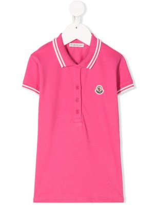 Рубашка-поло с контрастными полосками Moncler Enfant. Цвет: розовый