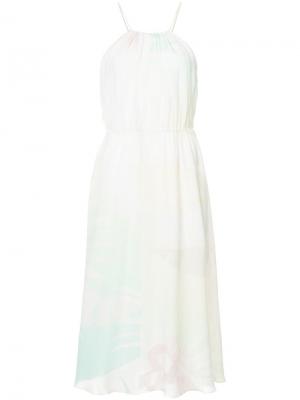 Платье с расклешенной юбкой длины миди Osklen. Цвет: белый