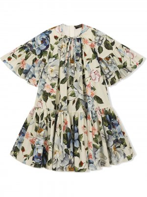 Платье с цветочным принтом Dolce & Gabbana Kids. Цвет: нейтральные цвета