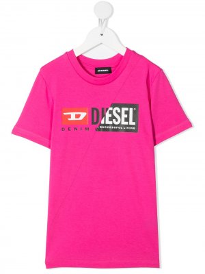 Футболка с логотипом Diesel Kids. Цвет: розовый