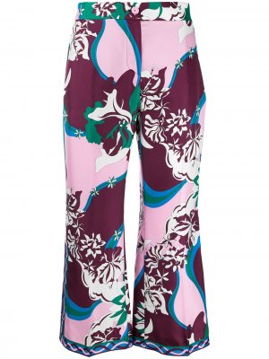 Укороченные брюки с цветочным принтом Emilio Pucci. Цвет: розовый