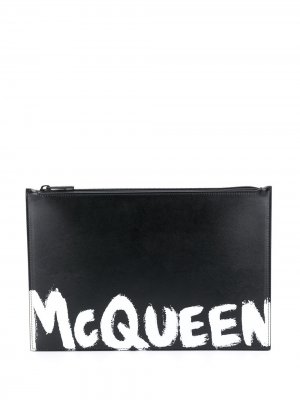 Клатч с логотипом Alexander McQueen. Цвет: черный
