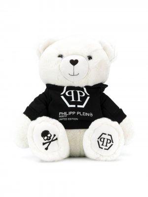 Мягкая игрушка в виде медведя с логотипом Philipp Plein Junior. Цвет: белый