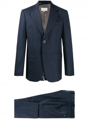 Полосатый костюм с однобортным пиджаком Maison Margiela. Цвет: синий
