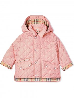 Стеганая куртка со съемным капюшоном Burberry Kids. Цвет: розовый