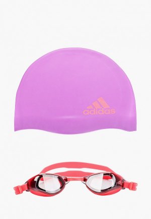 Шапочка и очки для плавания adidas. Цвет: разноцветный