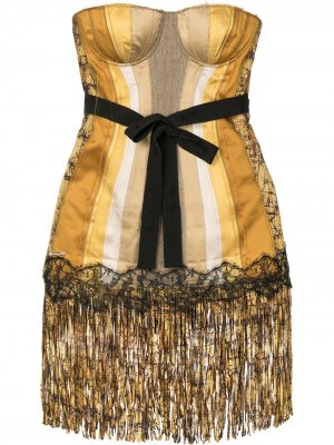 Приталенное платье с открытыми плечами Bottega Veneta Pre-Owned. Цвет: желтый