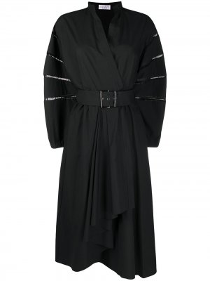 Платье с перфорированными рукавами Brunello Cucinelli. Цвет: черный