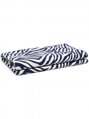Одеяло с зебровым принтом AMI AMALIA. Цвет: синий