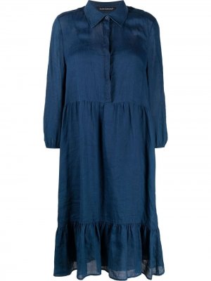 Платье-рубашка с оборками на подоле Luisa Cerano. Цвет: синий