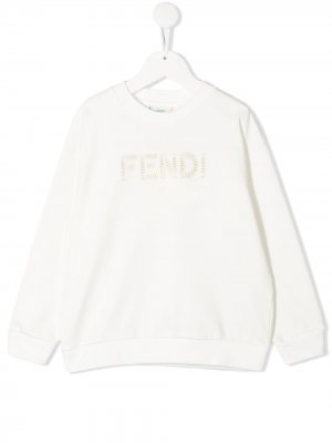 Толстовка с вышитым логотипом FF Fendi Kids. Цвет: белый