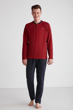 НАС. Поло Assn. Мужской пижамный комплект с длинными рукавами и лапками U.S. Polo