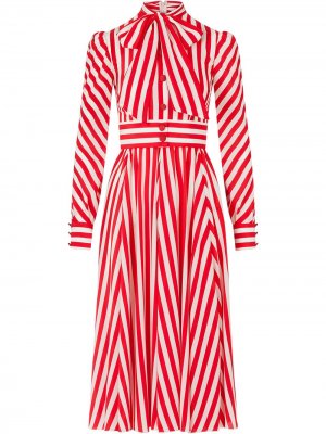 Полосатое платье-рубашка Dolce & Gabbana. Цвет: красный