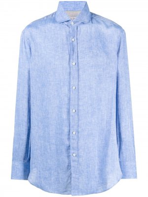 Рубашка с жатым эффектом и закругленным подолом Brunello Cucinelli. Цвет: синий