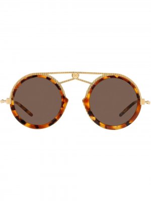 Солнцезащитные очки-авиаторы черепаховой расцветки Dolce & Gabbana Eyewear. Цвет: коричневый