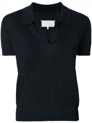 Рубашка поло с короткими рукавами и контрастной строчкой Maison Margiela. Цвет: синий