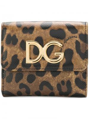 Маленький кошелек с леопардовым принтом Dolce & Gabbana. Цвет: коричневый