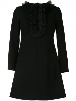 Платье с длинными рукавами и оборками Yves Saint Laurent Pre-Owned. Цвет: черный