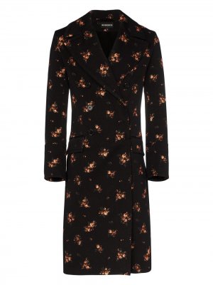 Двубортное пальто с цветочной вышивкой Ann Demeulemeester. Цвет: черный