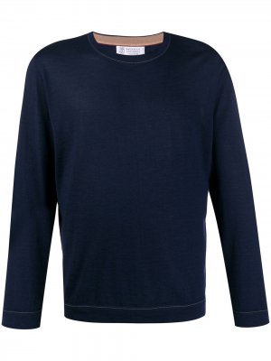 Пуловер с круглым вырезом Brunello Cucinelli. Цвет: синий