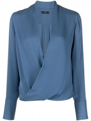 Блузка с драпировкой VOZ. Цвет: синий