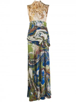 Длинное платье с драпировкой и принтом Jil Sander. Цвет: нейтральные цвета