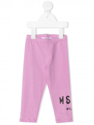 Легинсы с логотипом MSGM Kids. Цвет: розовый