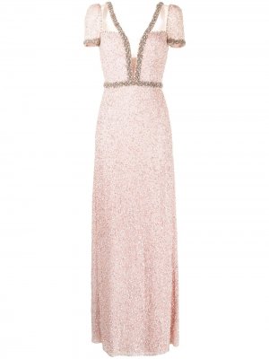 Платье Pastel Love с глубоким вырезом Jenny Packham. Цвет: розовый