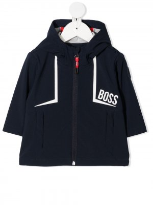 Куртка с капюшоном и логотипом BOSS Kidswear. Цвет: синий